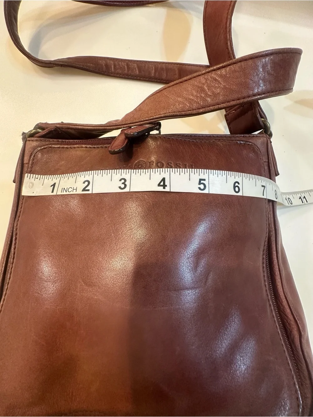 Vintage Fossil Genuine Leather 9x8x3 Messenger Bag Brown Crossbody #75082